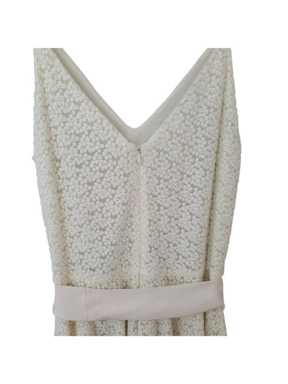 Amanda Uprichard Haley Daisy Lace Dress Womens Size M Cream V-Neck Bow Tie Waist - Picture 5 of 9
